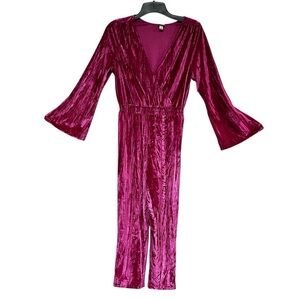 A New Day Velour / Crushed Velvet Pink  - Magenta Jumpsuit Medium